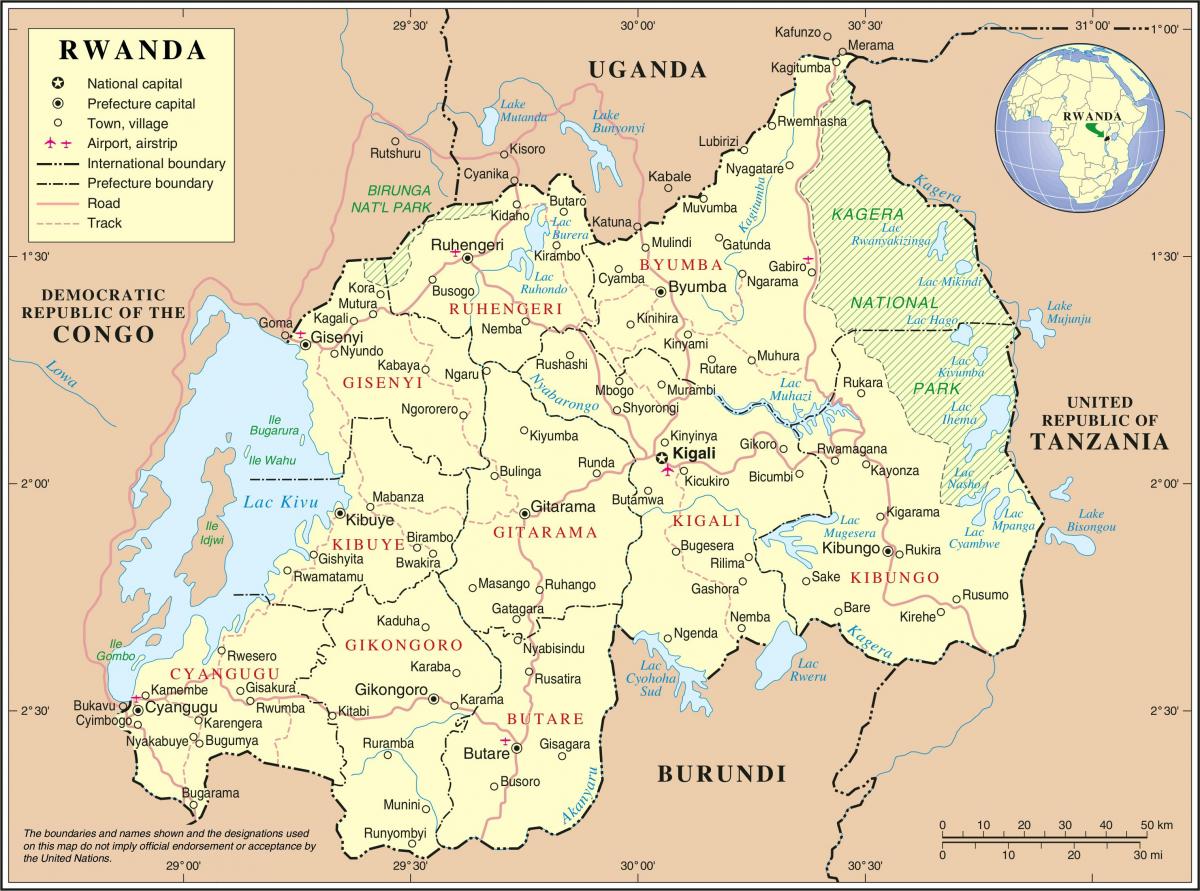 karta administrativne kartica Ruande