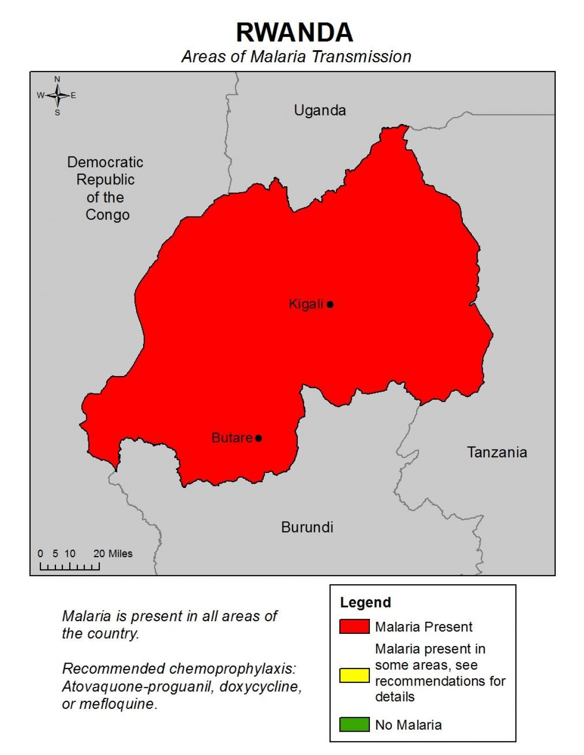 karta Ruande od malarije