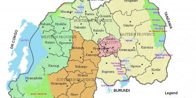 Karta Ruandi s područja i sektora